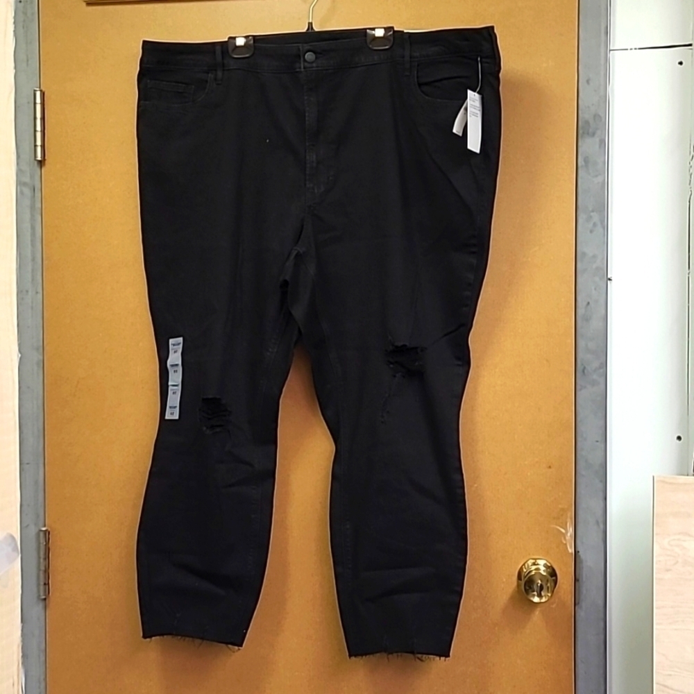 Old Navy Size 28 Black Mid Rise Rockstar Super Skinny Distressed Jeans